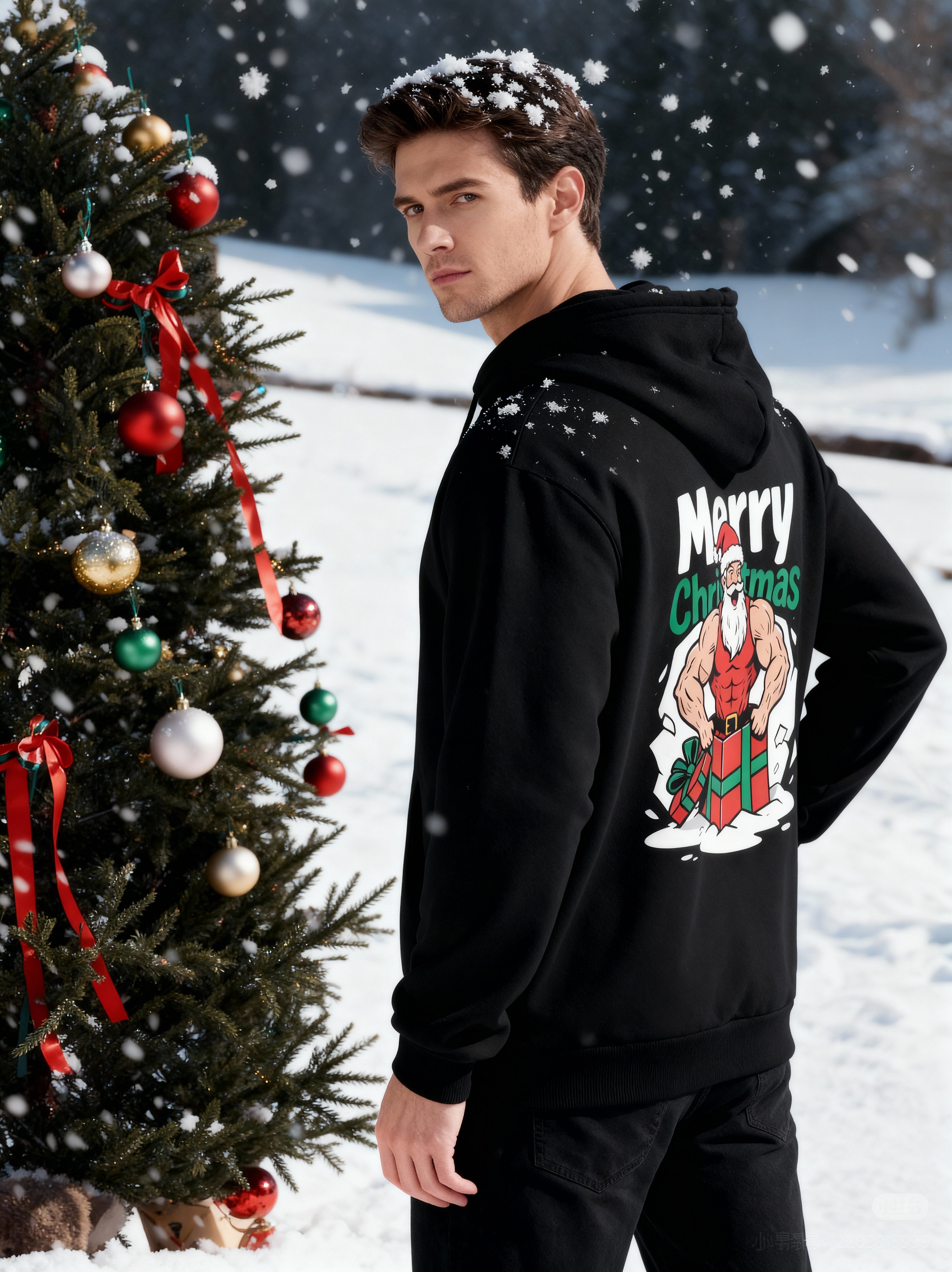 Funky Muscle Santa Christmas Hoodie