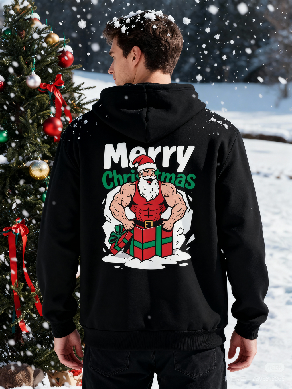 Funky Muscle Santa Christmas Hoodie