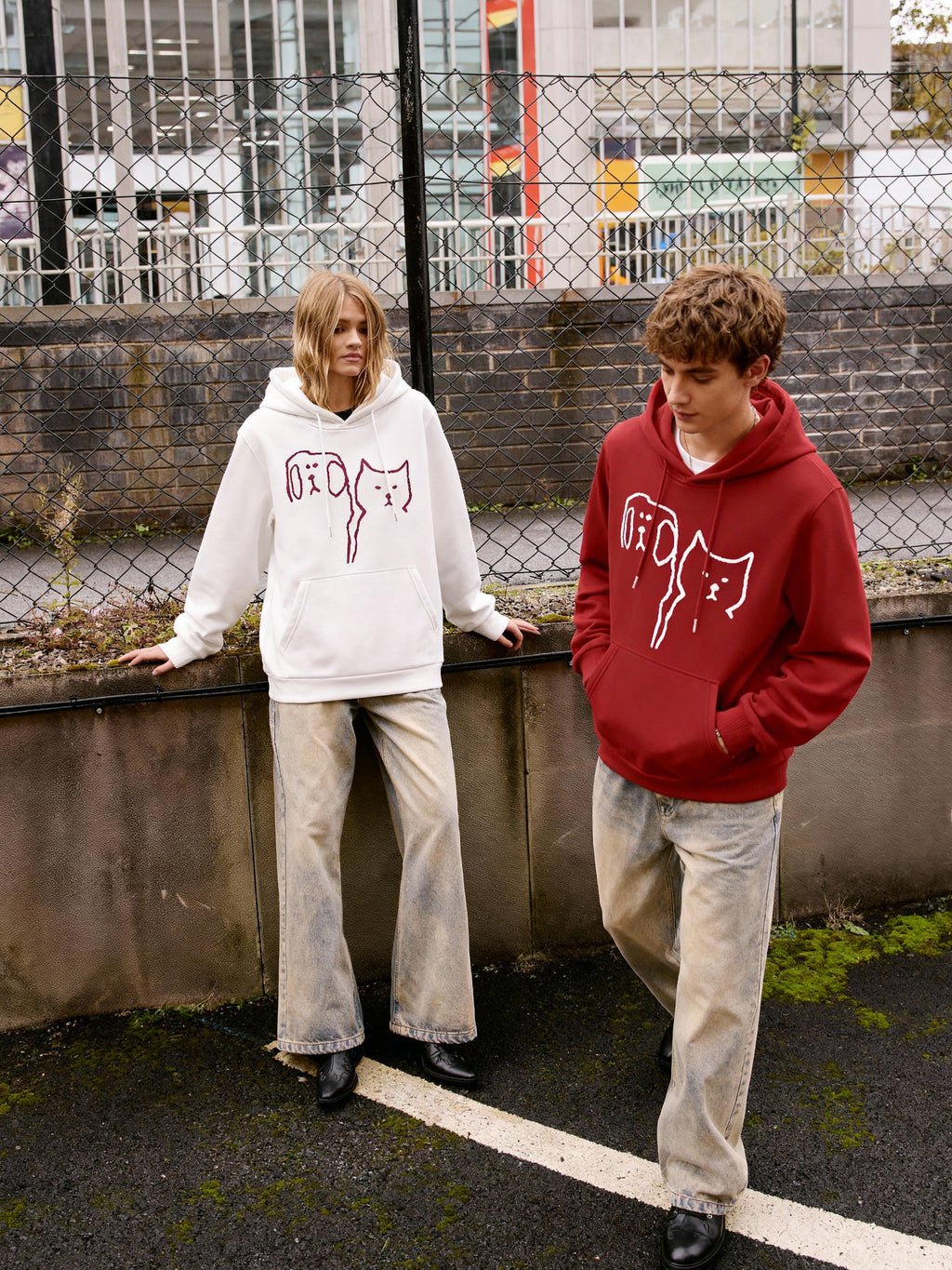 Couple’s Dog & Cat Graphic Hoodies