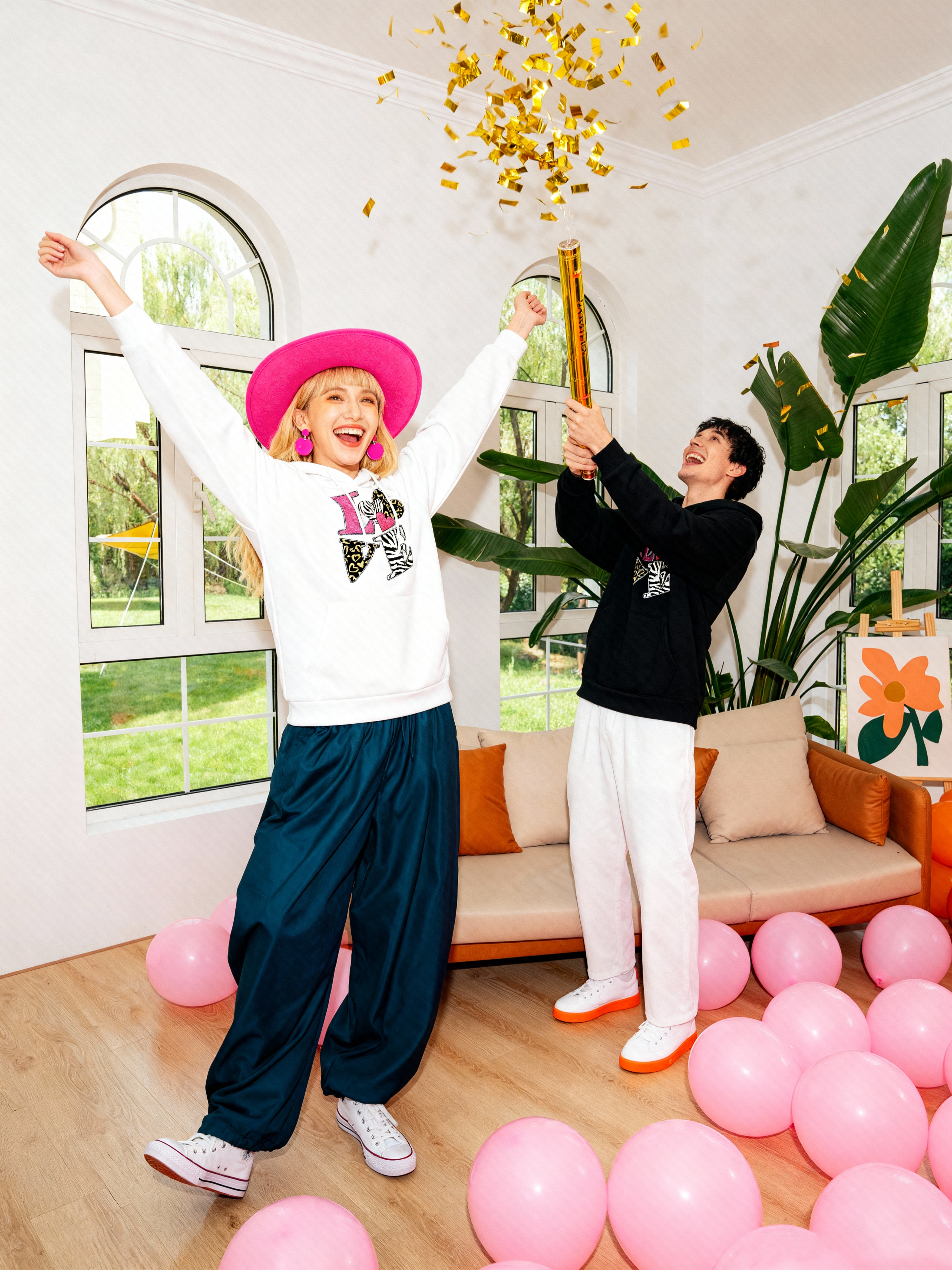 Edgy Leopard & Zebra Couple Hoodies