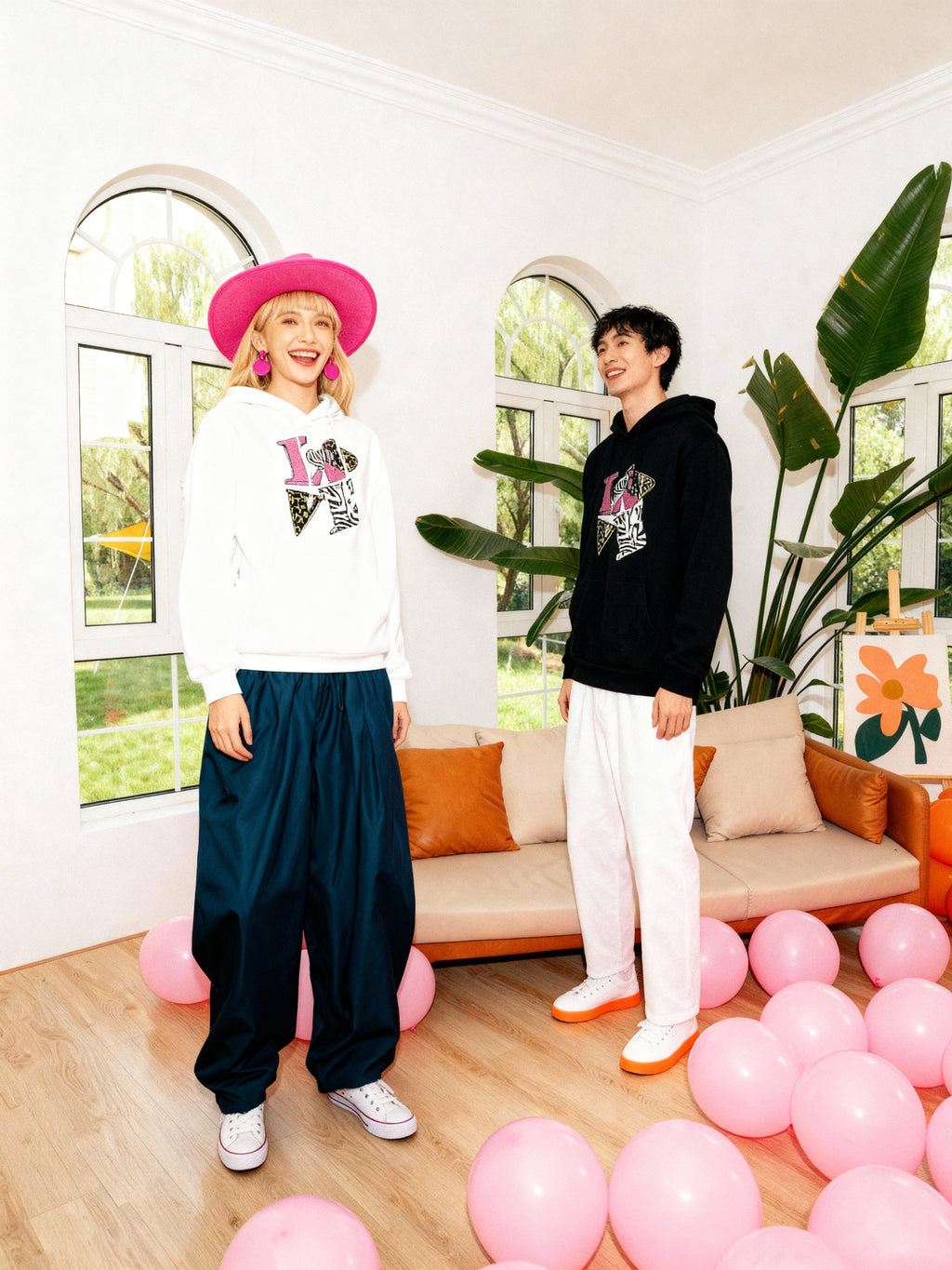 Edgy Leopard & Zebra Couple Hoodies