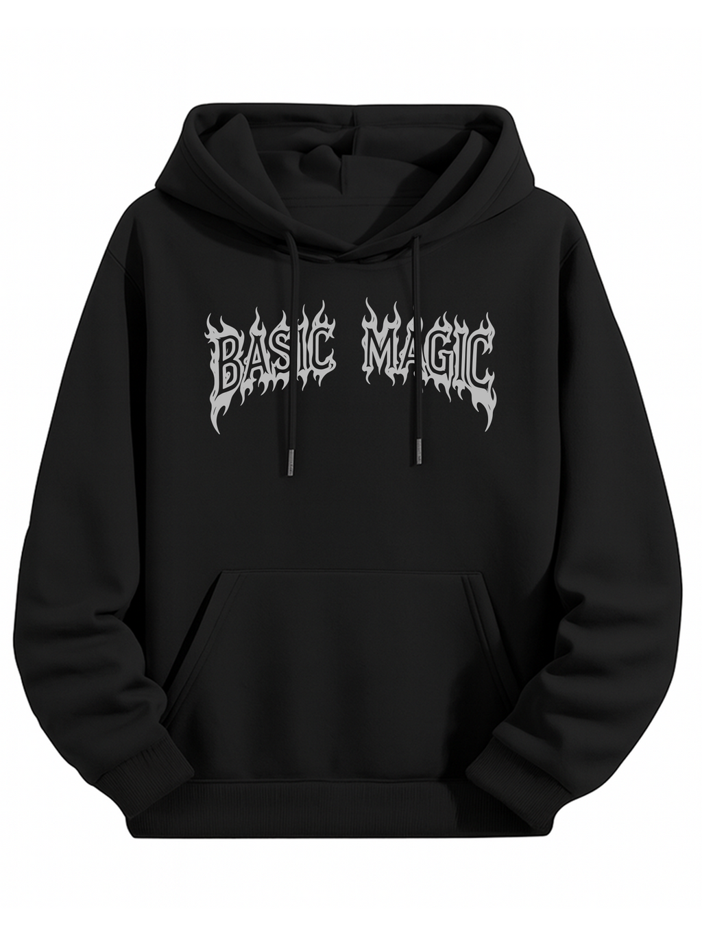 BASICMAGIC Cozy Edgy Triangular Graphic Black Hoodie