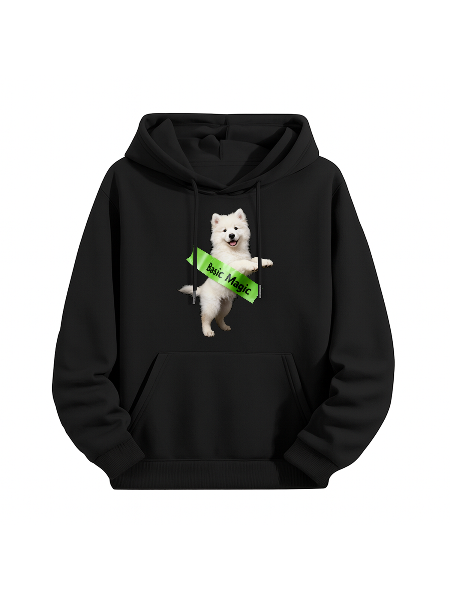 "Basic Magic" Cute Dog Print Black Hoodie