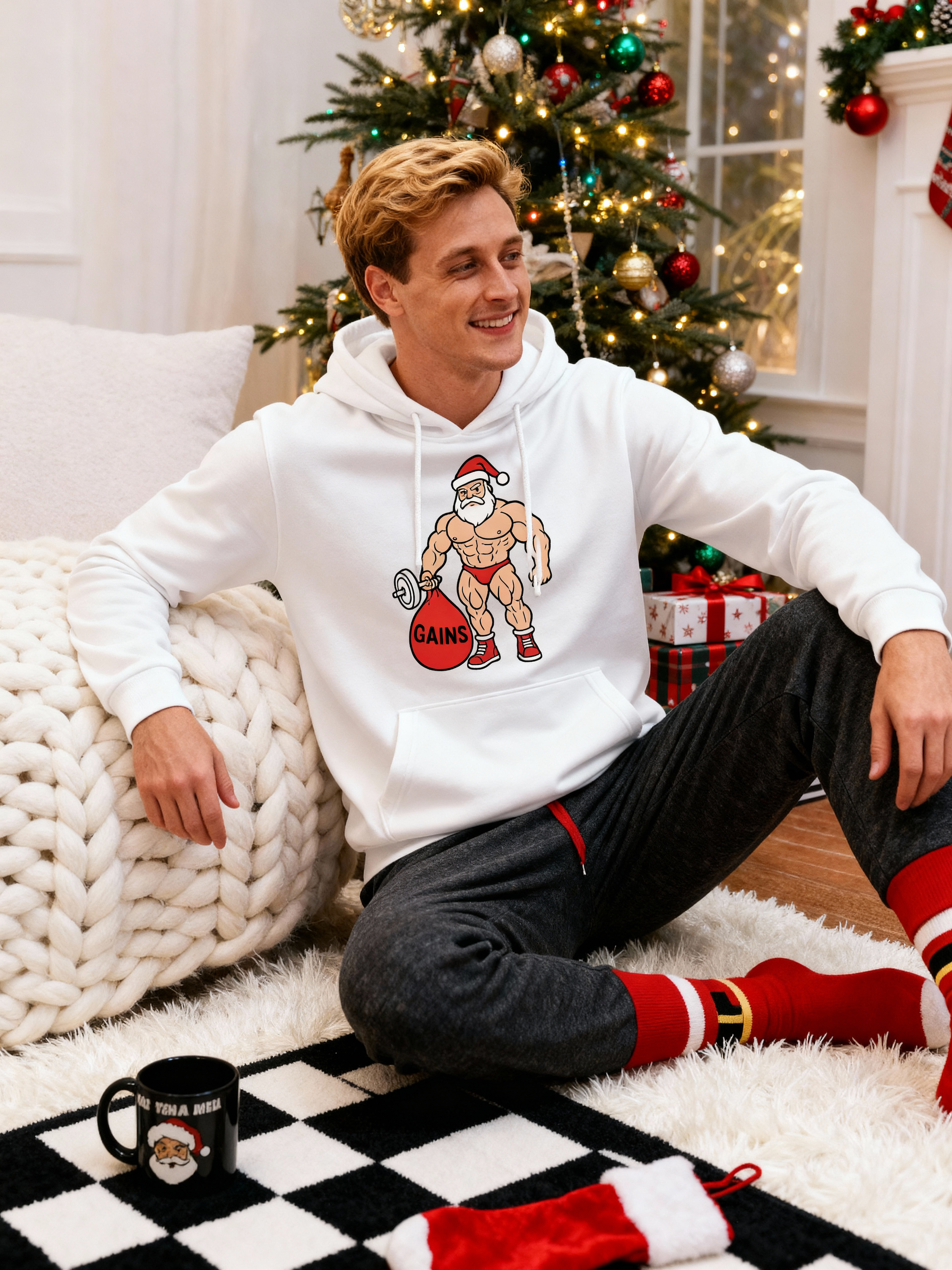 Muscle Santa Gains Christmas Hoodie