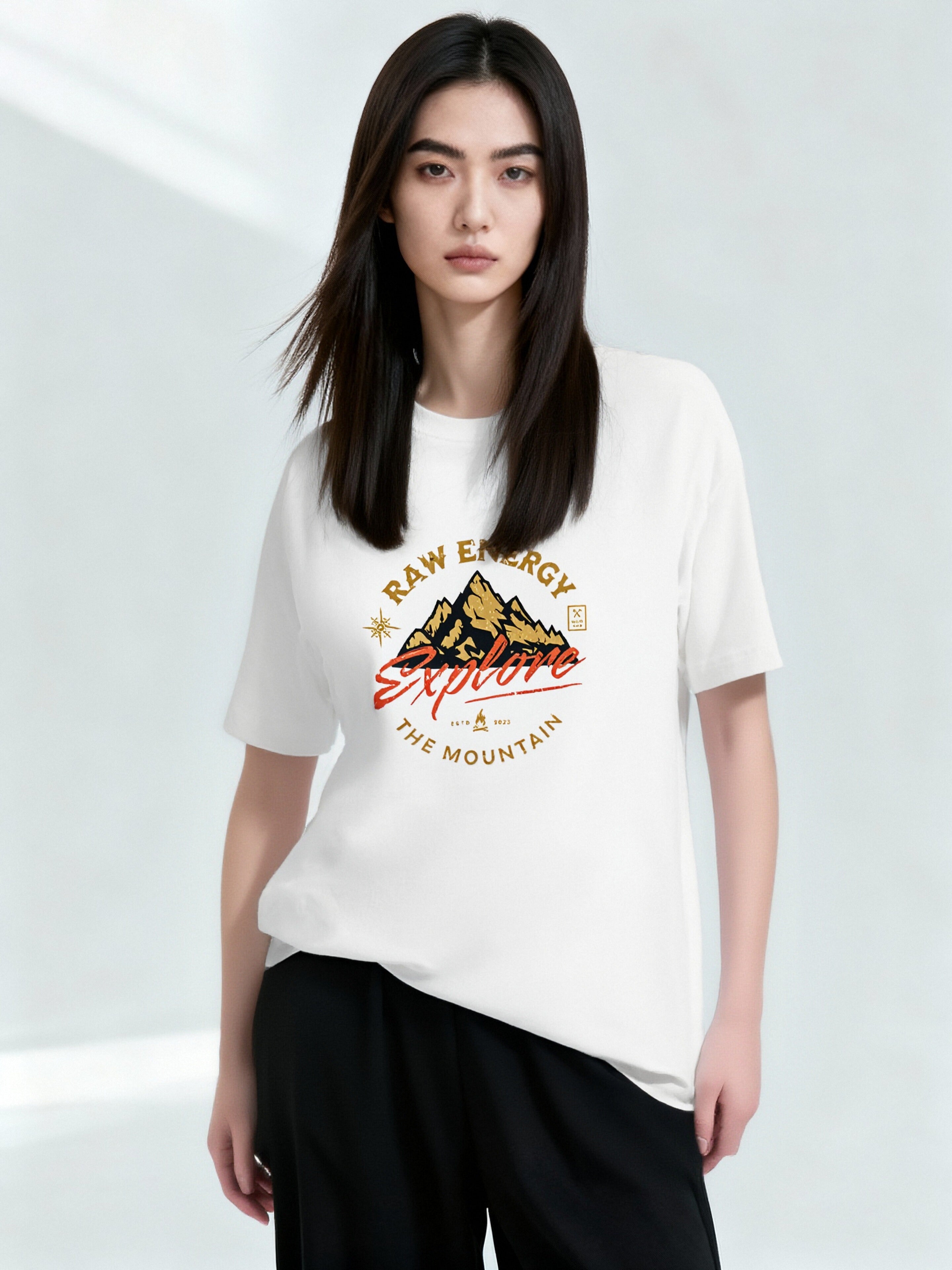 "RAW ENERGY Explore The Mountain"  T-shirt