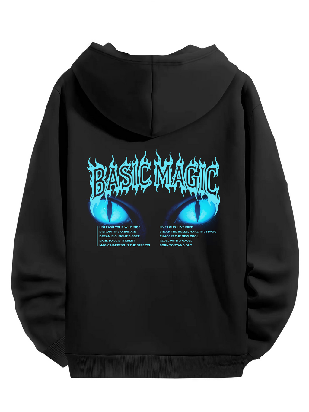 BASICMAGIC Cozy Edgy Cat Eyes Black Hoodie