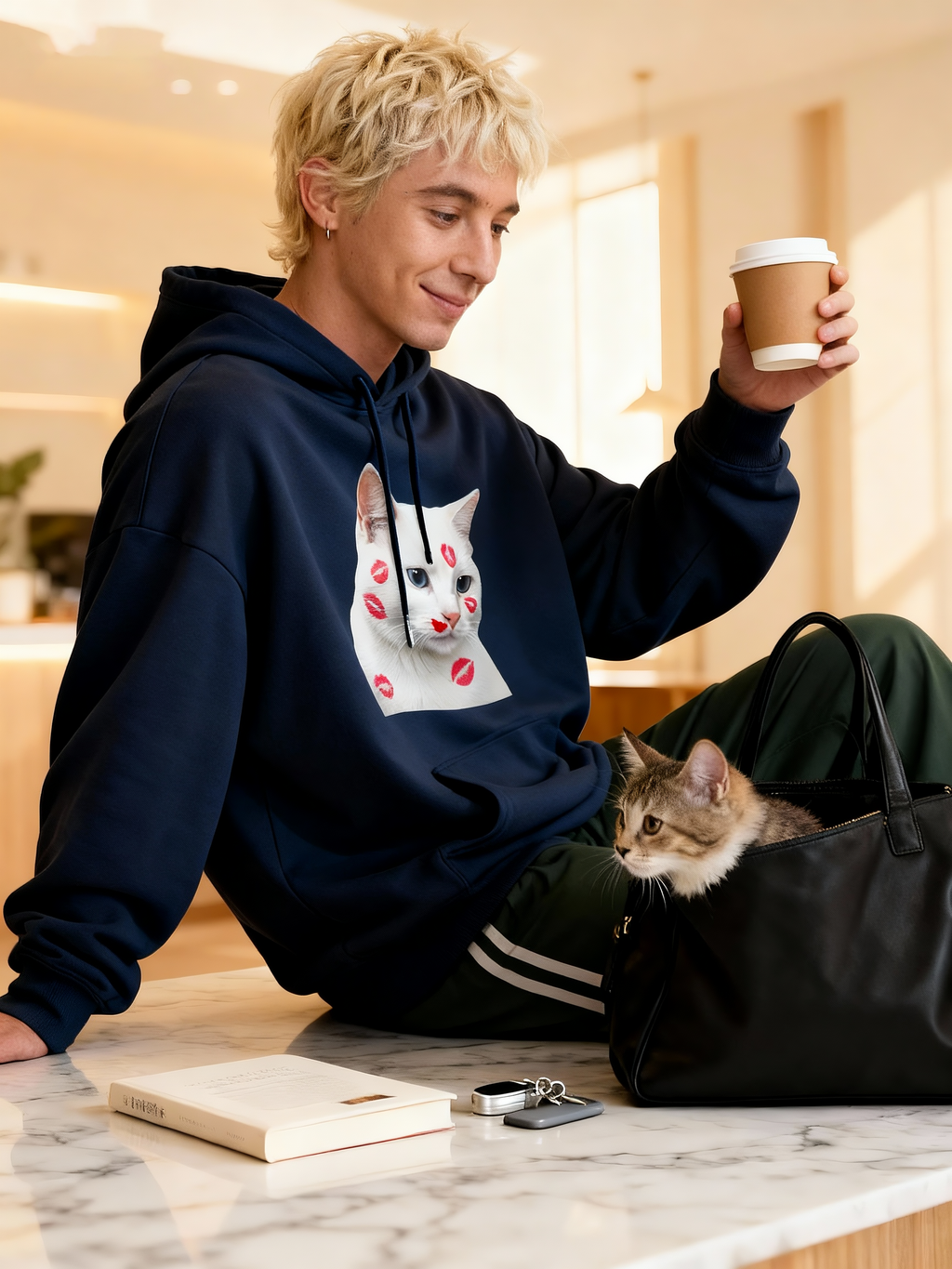 Kissed Cat Graphic Hoodie