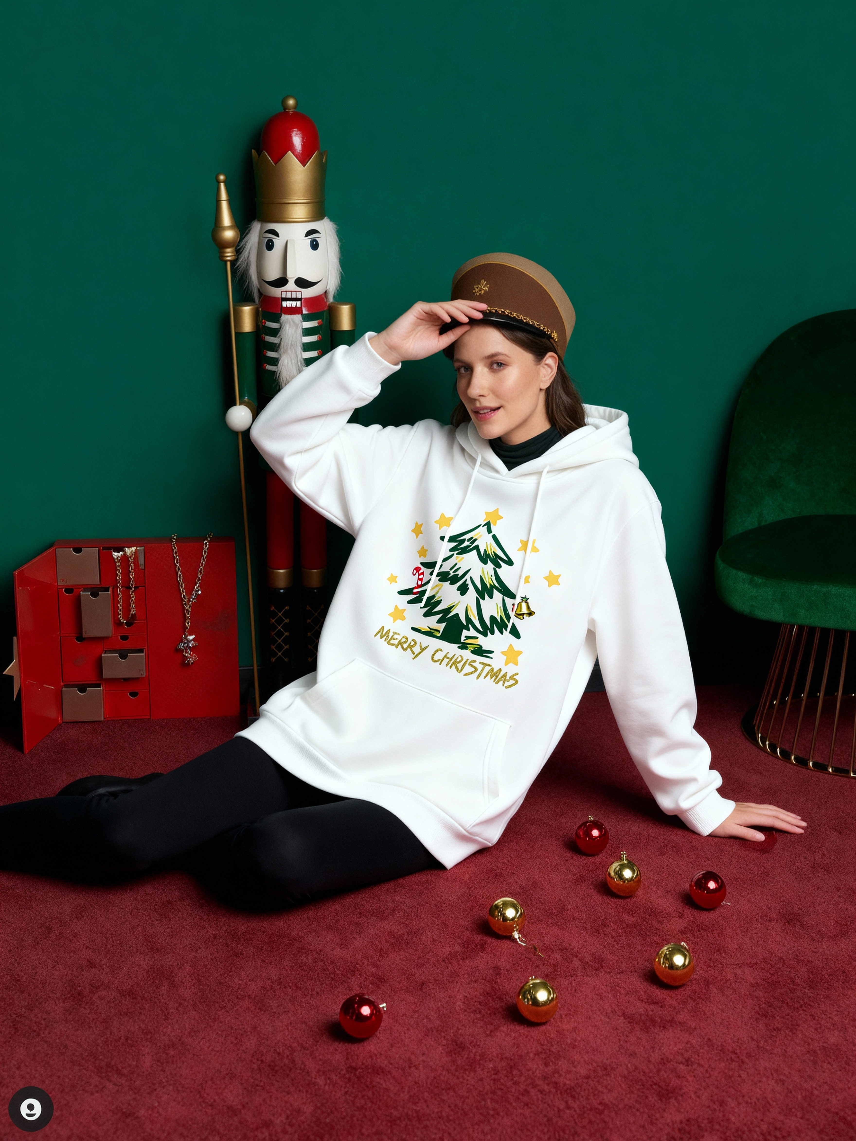 Christmas Retro “Tree & Stars” Graphic Hoodie