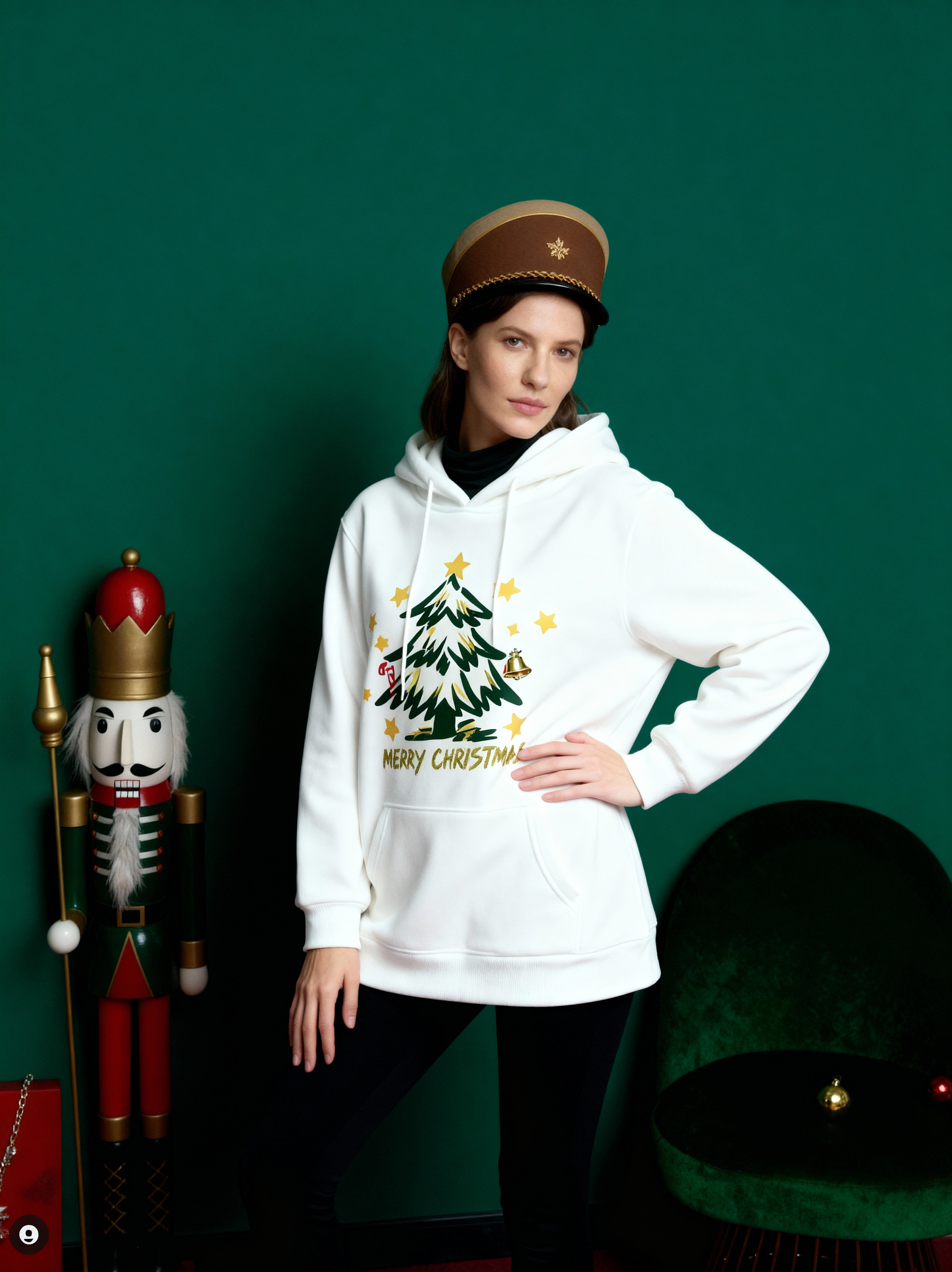 Christmas Retro “Tree & Stars” Graphic Hoodie