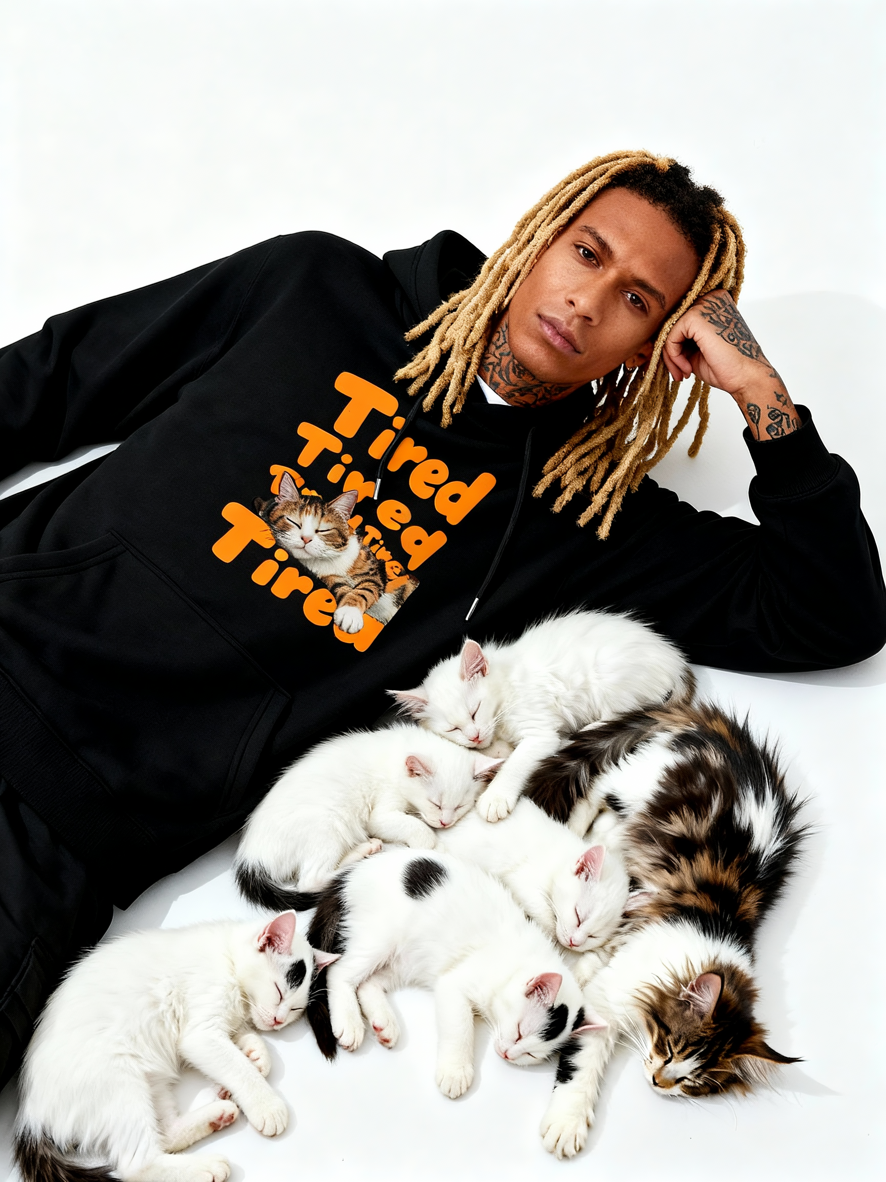 Tired Cat Graphic Hoodie