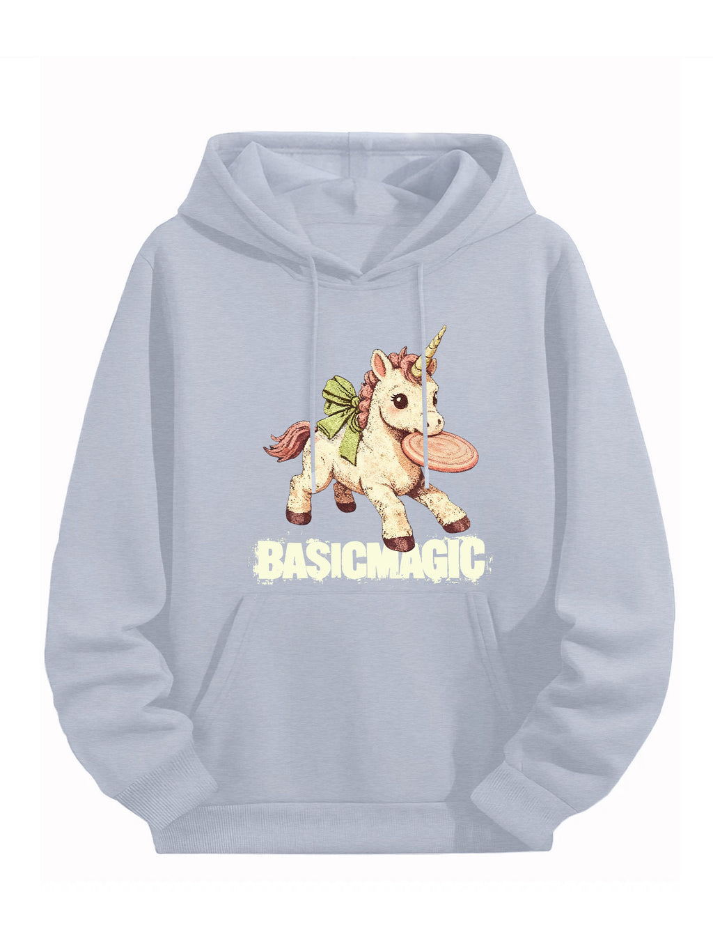 BASICMAGIC Whimsical Unicorn Light Blue Hoodie