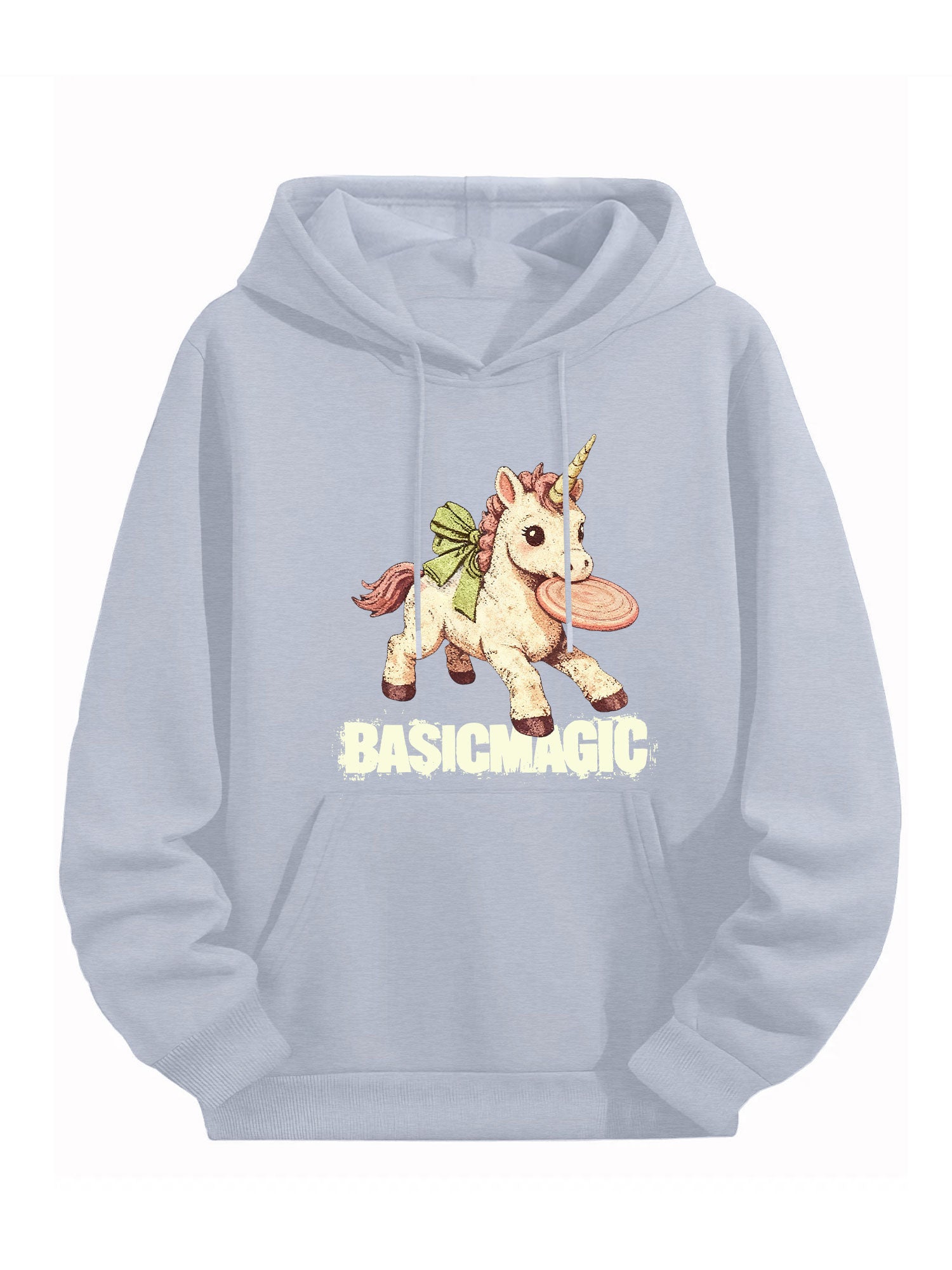 BASICMAGIC Whimsical Unicorn Light Blue Hoodie