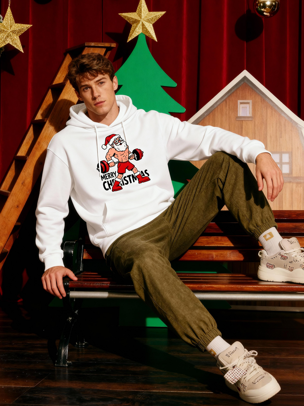 Fitness Santa Merry Christmas Hoodie