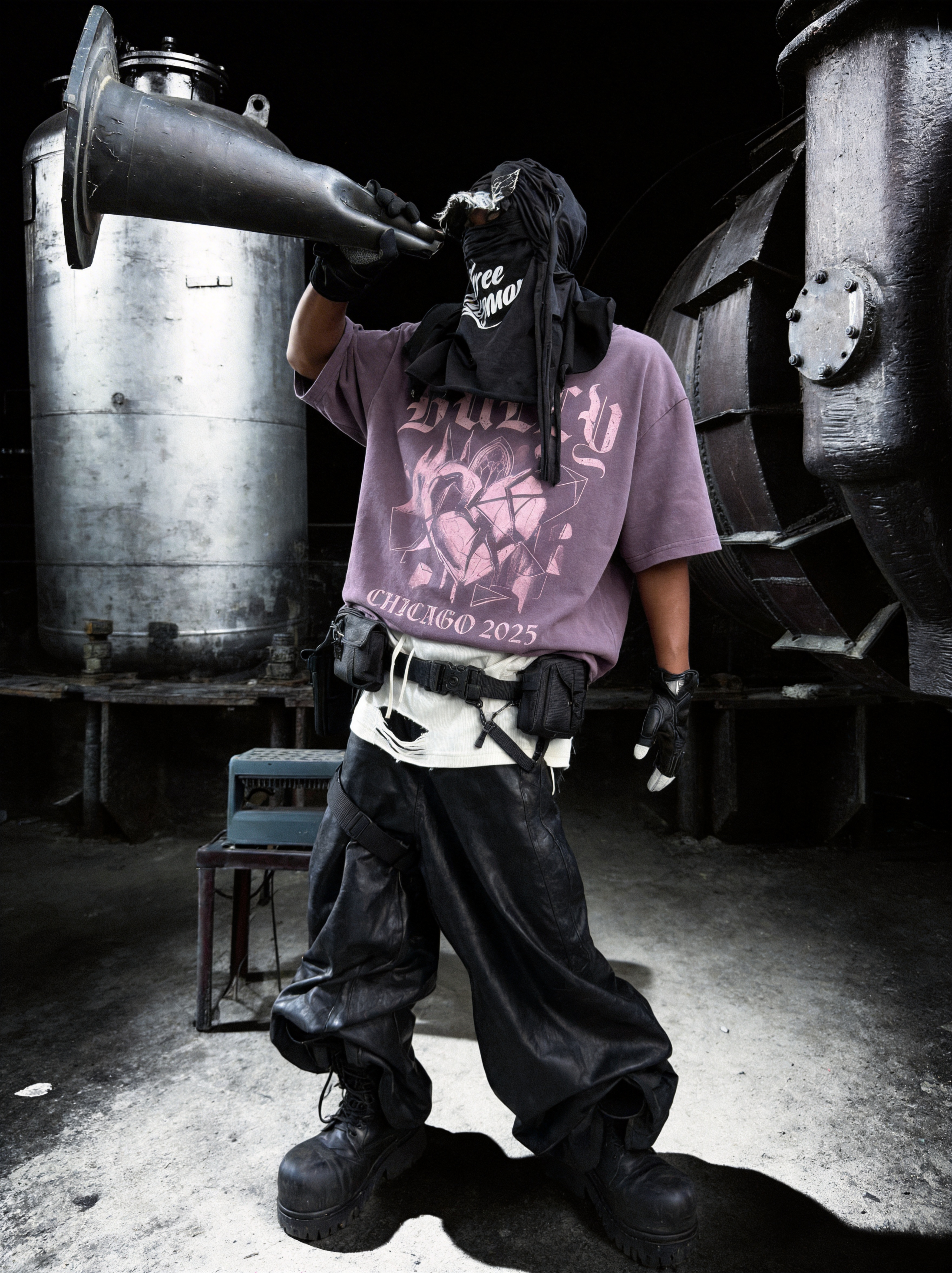 BASIC MAGIC “BULLY: CHICAGO 2026” Vintage Wash Graphic Tee — Heavyweight Gothic Street Fit