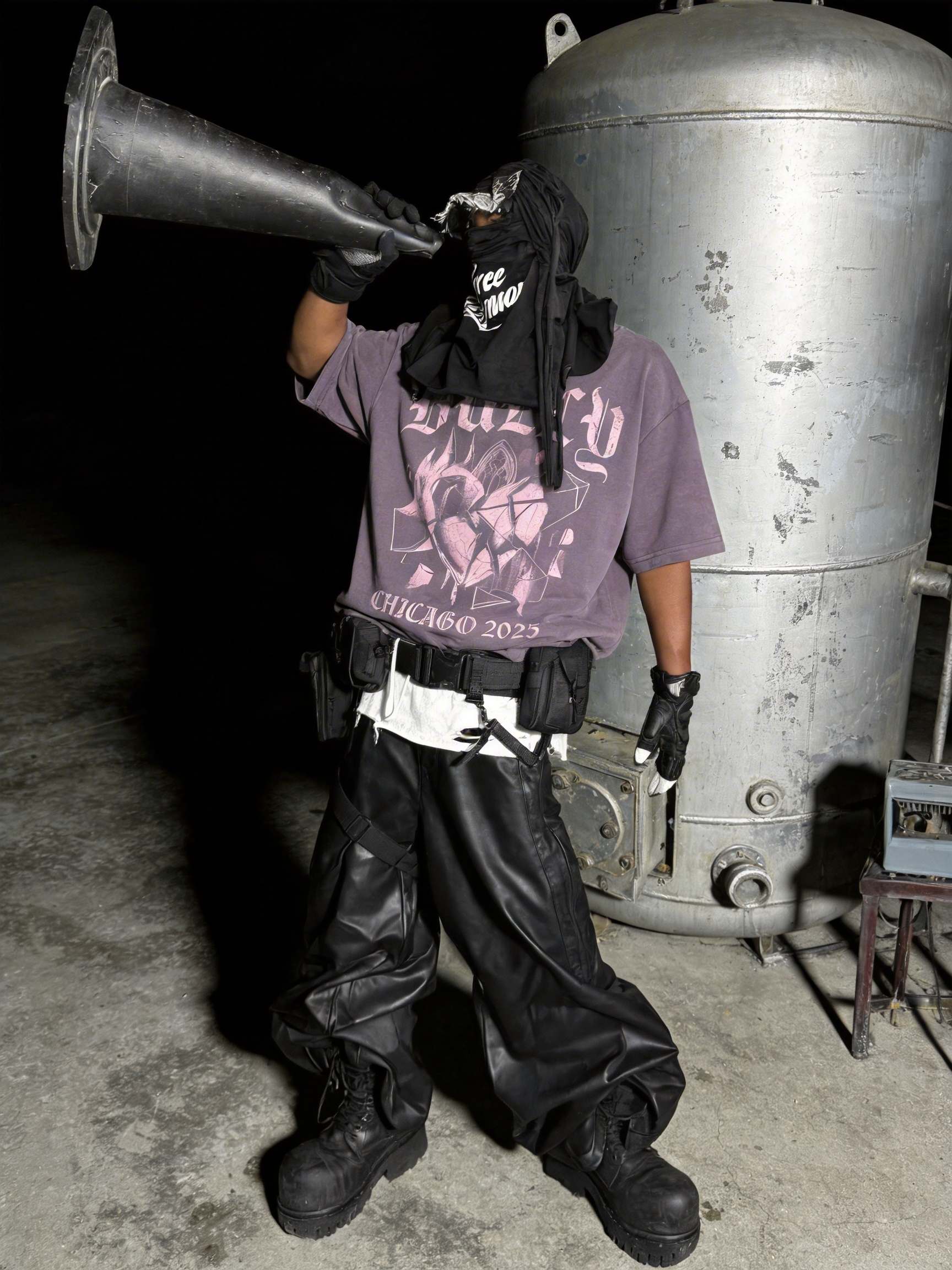 BASIC MAGIC “BULLY: CHICAGO 2026” Vintage Wash Graphic Tee — Heavyweight Gothic Street Fit