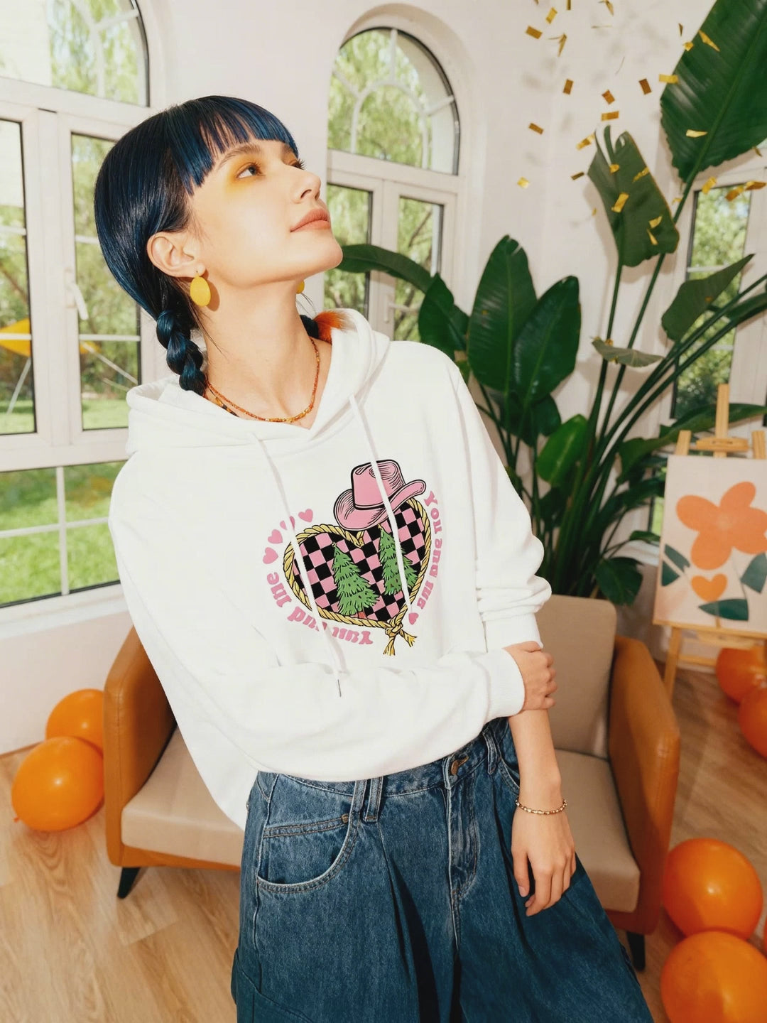 Cowboy Heart Checkerboard Couple Hoodies