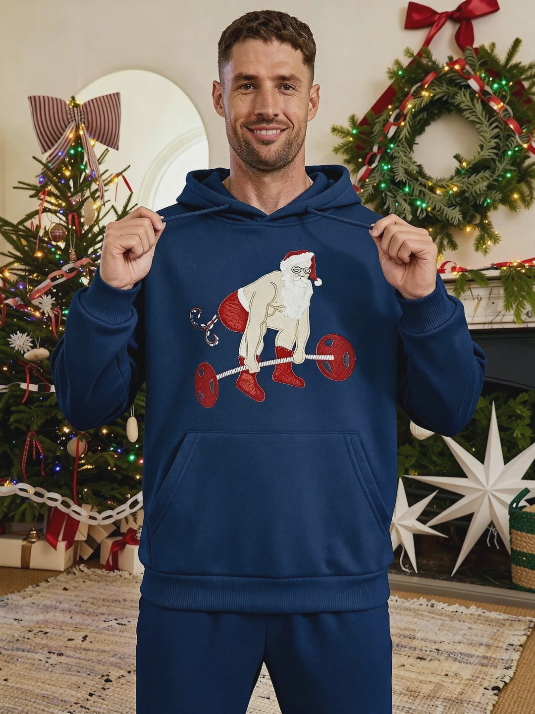 Bold Festive Muscular Santa Hoodie