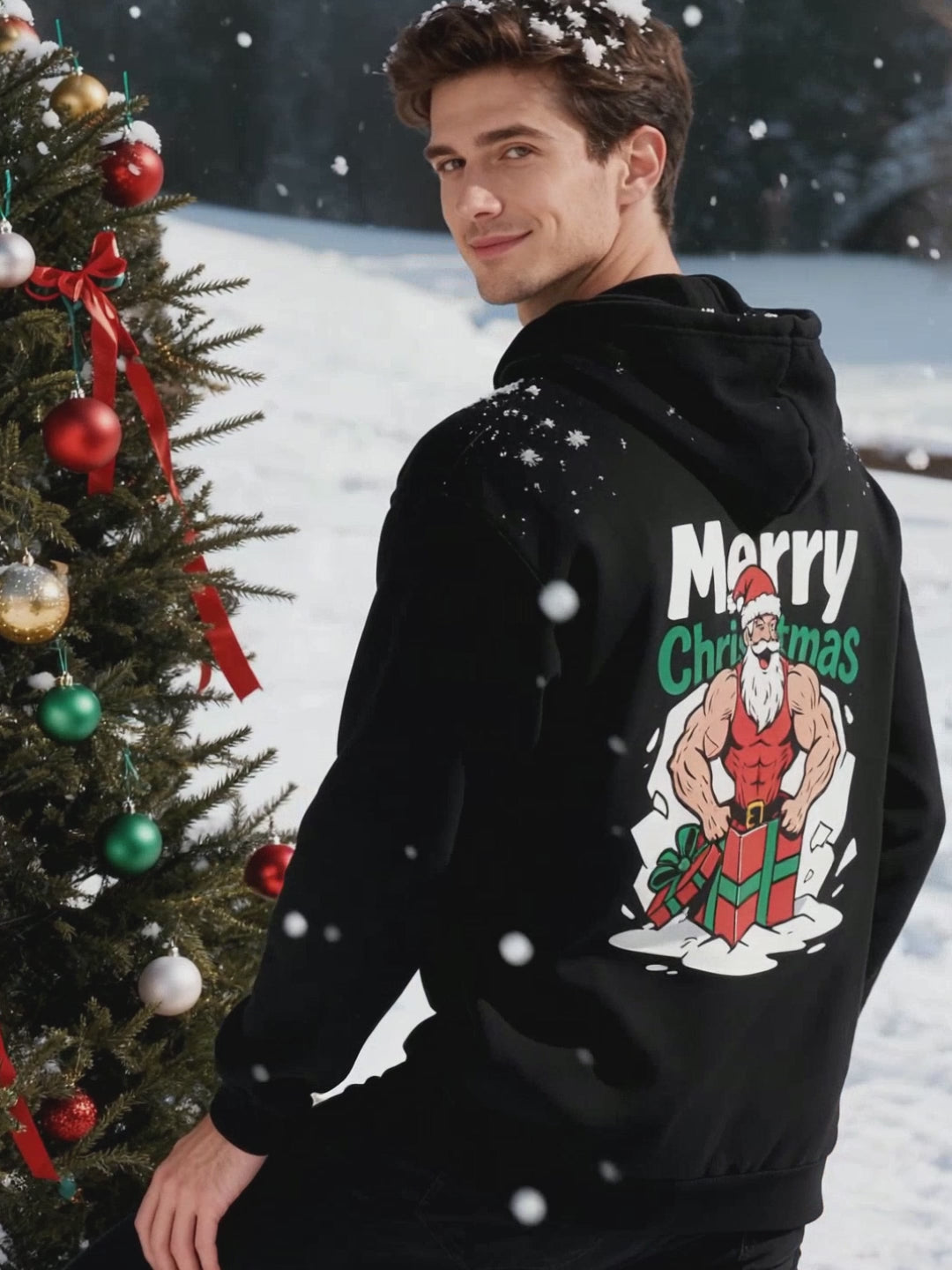 Funky Muscle Santa Christmas Hoodie