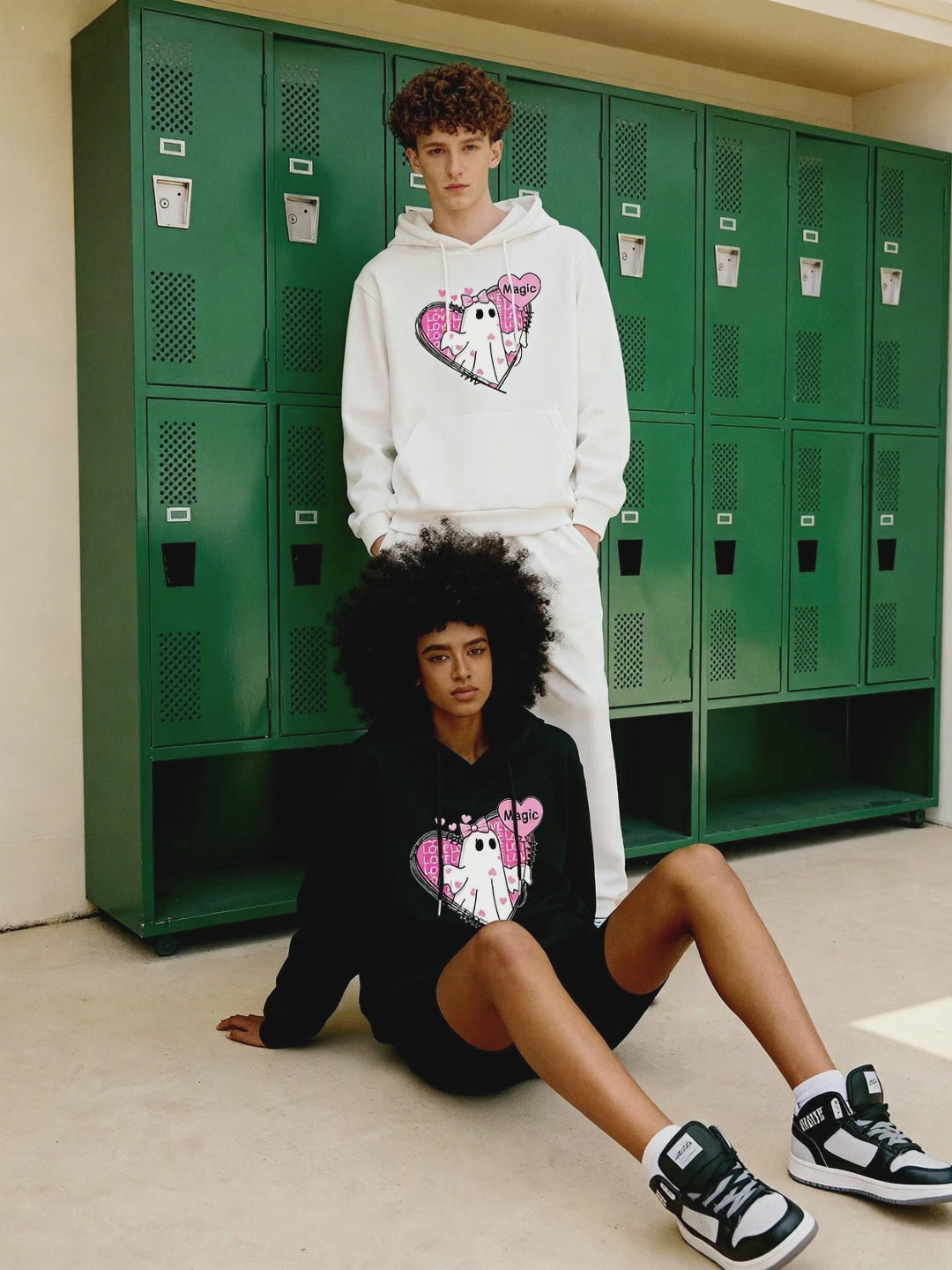 Ghost & Heart Graphic Couple Hoodies